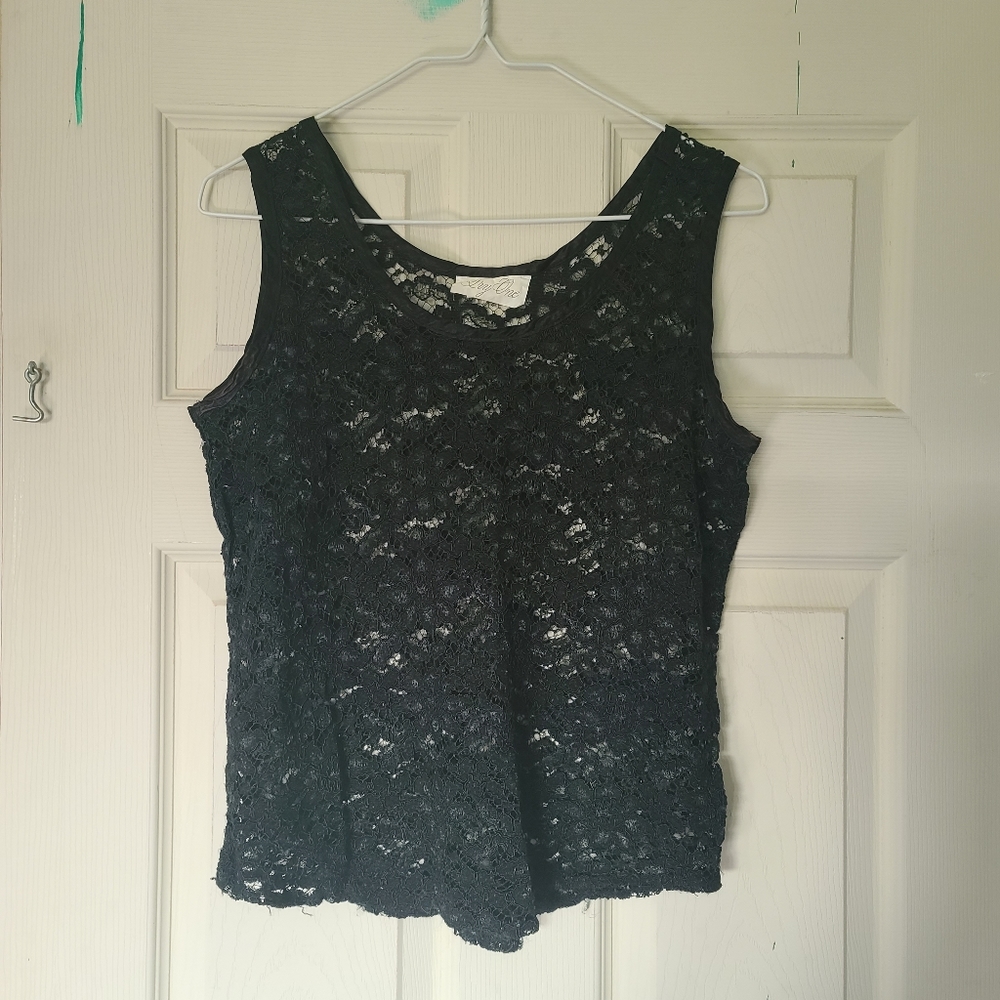 Black lace sleeveless top